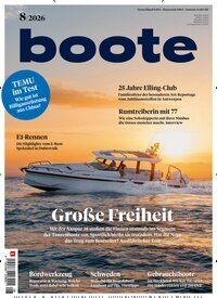 Titelbild der Ausgabe 8/2026 von boote. Diese Zeitschrift und viele weitere Sportmagazine als Abo oder epaper bei United Kiosk online kaufen.