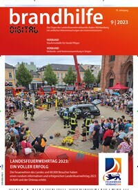 Titelbild der Ausgabe 9/2023 von Brandhilfe Baden-Württemberg. Diese Zeitschrift und viele weitere Jurazeitschriften und Zeitschriften für Verwaltung als Abo oder epaper bei United Kiosk online kaufen.