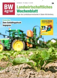Titelbild der Ausgabe 24/2025 von BWagrar Landwirtschaftliches Wochenblatt. Diese Zeitschrift und viele weitere Naturzeitschriften, Landwirtschaftszeitungen und Umweltmagazine als Abo oder epaper bei United Kiosk online kaufen.