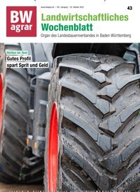 Titelbild der Ausgabe 43/2025 von BWagrar Landwirtschaftliches Wochenblatt. Diese Zeitschrift und viele weitere Naturzeitschriften, Landwirtschaftszeitungen und Umweltmagazine als Abo oder epaper bei United Kiosk online kaufen.