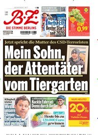 Titelbild der Ausgabe 183/2026 von B.Z.. Diese Zeitschrift und viele weitere Zeitungsabos als Abo oder epaper bei United Kiosk online kaufen.