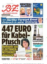 Titelbild der Ausgabe 259/2025 von B.Z.. Diese Zeitschrift und viele weitere Zeitungsabos als Abo oder epaper bei United Kiosk online kaufen.