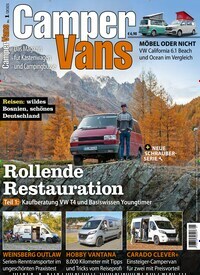 Titelbild der Ausgabe 1/2021 von Camper Vans. Diese Zeitschrift und viele weitere Automagazine und Motorradzeitschriften als Abo oder epaper bei United Kiosk online kaufen.