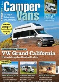 Titelbild der Ausgabe 4/2019 von Camper Vans. Diese Zeitschrift und viele weitere Automagazine und Motorradzeitschriften als Abo oder epaper bei United Kiosk online kaufen.