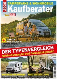 Titelbild der Ausgabe 1/2025 von Camper Vans & Wohnmobile Kaufberater. Diese Zeitschrift und viele weitere Automagazine und Motorradzeitschriften als Abo oder epaper bei United Kiosk online kaufen.