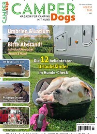 Titelbild der Ausgabe 3/2021 von CamperDogs. Diese Zeitschrift und viele weitere Automagazine und Motorradzeitschriften als Abo oder epaper bei United Kiosk online kaufen.