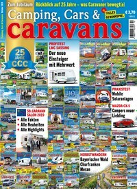 Titelbild der Ausgabe 10/2019 von Camping, Cars & Caravans. Diese Zeitschrift und viele weitere Automagazine und Motorradzeitschriften als Abo oder epaper bei United Kiosk online kaufen.