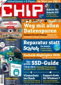 Titelbild der Ausgabe 2/2020 von Chip. Diese Zeitschrift und viele weitere Computerzeitschriften, Tabletmagazine und Smartphonemagazine als Abo oder epaper bei United Kiosk online kaufen.