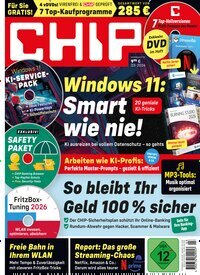 Titelbild der Ausgabe 3/2026 von Chip. Diese Zeitschrift und viele weitere Computerzeitschriften, Tabletmagazine und Smartphonemagazine als Abo oder epaper bei United Kiosk online kaufen.