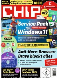 Titelbild der Ausgabe 4/2026 von Chip. Diese Zeitschrift und viele weitere Computerzeitschriften, Tabletmagazine und Smartphonemagazine als Abo oder epaper bei United Kiosk online kaufen.