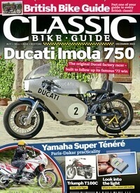 Titelbild der Ausgabe 12/2023 von Classic Bike Guide. Diese Zeitschrift und viele weitere Automagazine und Motorradzeitschriften als Abo oder epaper bei United Kiosk online kaufen.