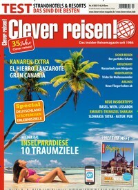 Titelbild der Ausgabe 4/2021 von Clever reisen!. Diese Zeitschrift und viele weitere Reisemagazine, Freizeitmagazine und Wissensmagazine als Abo oder epaper bei United Kiosk online kaufen.