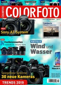 Titelbild der Ausgabe 3/2019 von ColorFoto. Diese Zeitschrift und viele weitere Audiomagazine, Filmmagazine und Fotozeitschriften als Abo oder epaper bei United Kiosk online kaufen.