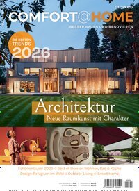 Titelbild der Ausgabe 1/2026 von Comfort@Home. Diese Zeitschrift und viele weitere Gartenzeitschriften und Wohnzeitschriften als Abo oder epaper bei United Kiosk online kaufen.