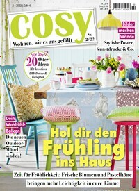 Titelbild der Ausgabe 2/2022 von Cosy. Diese Zeitschrift und viele weitere Frauenzeitschriften als Abo oder epaper bei United Kiosk online kaufen.