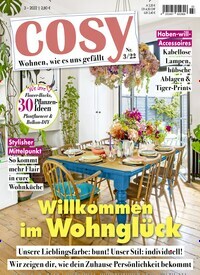 Titelbild der Ausgabe 3/2022 von Cosy. Diese Zeitschrift und viele weitere Frauenzeitschriften als Abo oder epaper bei United Kiosk online kaufen.