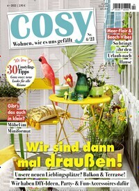 Titelbild der Ausgabe 4/2022 von Cosy. Diese Zeitschrift und viele weitere Frauenzeitschriften als Abo oder epaper bei United Kiosk online kaufen.