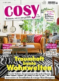 Titelbild der Ausgabe 5/2021 von Cosy. Diese Zeitschrift und viele weitere Frauenzeitschriften als Abo oder epaper bei United Kiosk online kaufen.