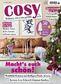 Titelbild der Ausgabe 6/2021 von Cosy. Diese Zeitschrift und viele weitere Frauenzeitschriften als Abo oder epaper bei United Kiosk online kaufen.