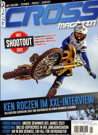 Titelbild der Ausgabe 1/2023 von Cross Magazin. Diese Zeitschrift und viele weitere Automagazine und Motorradzeitschriften als Abo oder epaper bei United Kiosk online kaufen.