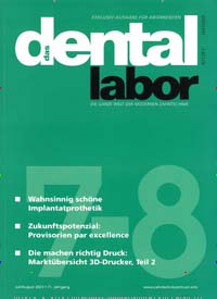 Titelbild der Ausgabe 8/2023 von Das Dental Labor. Diese Zeitschrift und viele weitere Pflegezeitschriften und medizinische Fachzeitschriften als Abo oder epaper bei United Kiosk online kaufen.