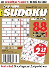Titelbild der Ausgabe 1/2026 von Das neue Sudoku Magazin. Diese Zeitschrift und viele weitere Groschenromane und Rätselhefte als Abo oder epaper bei United Kiosk online kaufen.