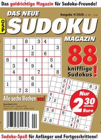 Titelbild der Ausgabe 4/2026 von Das neue Sudoku Magazin. Diese Zeitschrift und viele weitere Groschenromane und Rätselhefte als Abo oder epaper bei United Kiosk online kaufen.