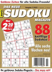 Titelbild der Ausgabe 7/2025 von Das neue Sudoku Magazin. Diese Zeitschrift und viele weitere Groschenromane und Rätselhefte als Abo oder epaper bei United Kiosk online kaufen.