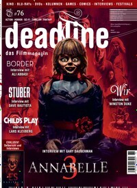 Titelbild der Ausgabe 76/2019 von deadline - das Filmmagazin. Diese Zeitschrift und viele weitere Audiomagazine, Filmmagazine und Fotozeitschriften als Abo oder epaper bei United Kiosk online kaufen.