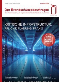 Titelbild der Ausgabe 5/2025 von Der Brandschutzbeauftragte. Diese Zeitschrift und viele weitere Jurazeitschriften und Zeitschriften für Verwaltung als Abo oder epaper bei United Kiosk online kaufen.