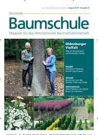 Titelbild der Ausgabe 8/2018 von Deutsche Baumschule. Diese Zeitschrift und viele weitere Naturzeitschriften, Landwirtschaftszeitungen und Umweltmagazine als Abo oder epaper bei United Kiosk online kaufen.