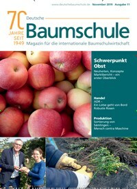Titelbild der Ausgabe 11/2019 von Deutsche Baumschule. Diese Zeitschrift und viele weitere Naturzeitschriften, Landwirtschaftszeitungen und Umweltmagazine als Abo oder epaper bei United Kiosk online kaufen.