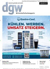 Titelbild der Ausgabe 2/2026 von dgw deutsche getränke wirtschaft. Diese Zeitschrift und viele weitere Gastronomiezeitschriften, Fashionmagazine, Beautymagazine als Abo oder epaper bei United Kiosk online kaufen.