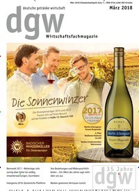 Titelbild der Ausgabe 3/2018 von dgw deutsche getränke wirtschaft. Diese Zeitschrift und viele weitere Gastronomiezeitschriften, Fashionmagazine, Beautymagazine als Abo oder epaper bei United Kiosk online kaufen.