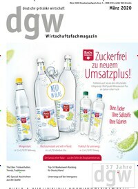 Titelbild der Ausgabe 3/2020 von dgw deutsche getränke wirtschaft. Diese Zeitschrift und viele weitere Gastronomiezeitschriften, Fashionmagazine, Beautymagazine als Abo oder epaper bei United Kiosk online kaufen.