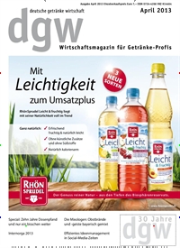 Titelbild der Ausgabe 4/2013 von dgw deutsche getränke wirtschaft. Diese Zeitschrift und viele weitere Gastronomiezeitschriften, Fashionmagazine, Beautymagazine als Abo oder epaper bei United Kiosk online kaufen.