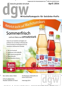 Titelbild der Ausgabe 4/2014 von dgw deutsche getränke wirtschaft. Diese Zeitschrift und viele weitere Gastronomiezeitschriften, Fashionmagazine, Beautymagazine als Abo oder epaper bei United Kiosk online kaufen.