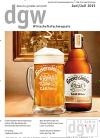Titelbild der Ausgabe 7/2015 von dgw deutsche getränke wirtschaft. Diese Zeitschrift und viele weitere Gastronomiezeitschriften, Fashionmagazine, Beautymagazine als Abo oder epaper bei United Kiosk online kaufen.