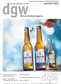 Titelbild der Ausgabe 7/2018 von dgw deutsche getränke wirtschaft. Diese Zeitschrift und viele weitere Gastronomiezeitschriften, Fashionmagazine, Beautymagazine als Abo oder epaper bei United Kiosk online kaufen.