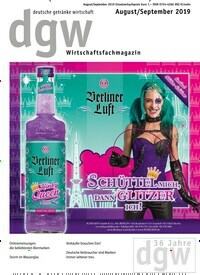 Titelbild der Ausgabe 9/2019 von dgw deutsche getränke wirtschaft. Diese Zeitschrift und viele weitere Gastronomiezeitschriften, Fashionmagazine, Beautymagazine als Abo oder epaper bei United Kiosk online kaufen.