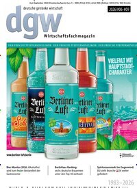 Titelbild der Ausgabe 9/2026 von dgw deutsche getränke wirtschaft. Diese Zeitschrift und viele weitere Gastronomiezeitschriften, Fashionmagazine, Beautymagazine als Abo oder epaper bei United Kiosk online kaufen.