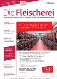Titelbild der Ausgabe 9/2025 von Die Fleischerei. Diese Zeitschrift und viele weitere Gastronomiezeitschriften, Fashionmagazine, Beautymagazine als Abo oder epaper bei United Kiosk online kaufen.