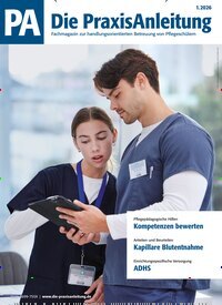 Titelbild der Ausgabe 1/2026 von Die PraxisAnleitung. Diese Zeitschrift und viele weitere Pflegezeitschriften und medizinische Fachzeitschriften als Abo oder epaper bei United Kiosk online kaufen.