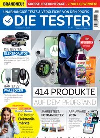 Titelbild der Ausgabe 1/2026 von Die Tester. Diese Zeitschrift und viele weitere Audiomagazine, Filmmagazine und Fotozeitschriften als Abo oder epaper bei United Kiosk online kaufen.