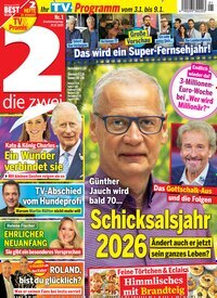 Titelbild der Ausgabe 1/2026 von die zwei. Diese Zeitschrift und viele weitere Programmzeitschriften als Abo oder epaper bei United Kiosk online kaufen.