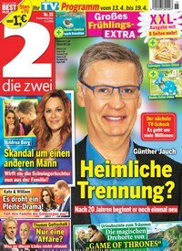 Titelbild der Ausgabe 15/2019 von die zwei. Diese Zeitschrift und viele weitere Programmzeitschriften als Abo oder epaper bei United Kiosk online kaufen.