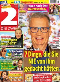 Titelbild der Ausgabe 15/2026 von die zwei. Diese Zeitschrift und viele weitere Programmzeitschriften als Abo oder epaper bei United Kiosk online kaufen.