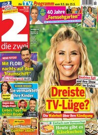 Titelbild der Ausgabe 19/2026 von die zwei. Diese Zeitschrift und viele weitere Programmzeitschriften als Abo oder epaper bei United Kiosk online kaufen.