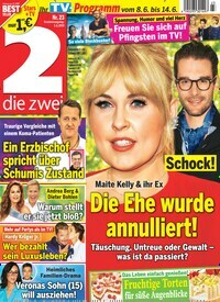 Titelbild der Ausgabe 23/2019 von die zwei. Diese Zeitschrift und viele weitere Programmzeitschriften als Abo oder epaper bei United Kiosk online kaufen.