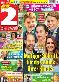 Titelbild der Ausgabe 38/2025 von die zwei. Diese Zeitschrift und viele weitere Programmzeitschriften als Abo oder epaper bei United Kiosk online kaufen.